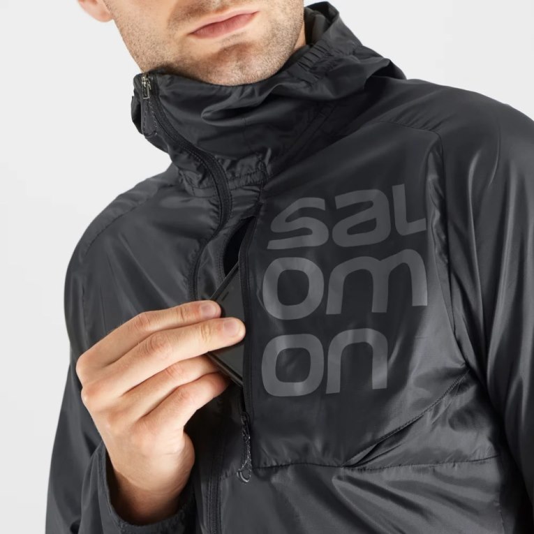 Black Salomon Bonatti Cross Men's Windbreaker | IE GP7046